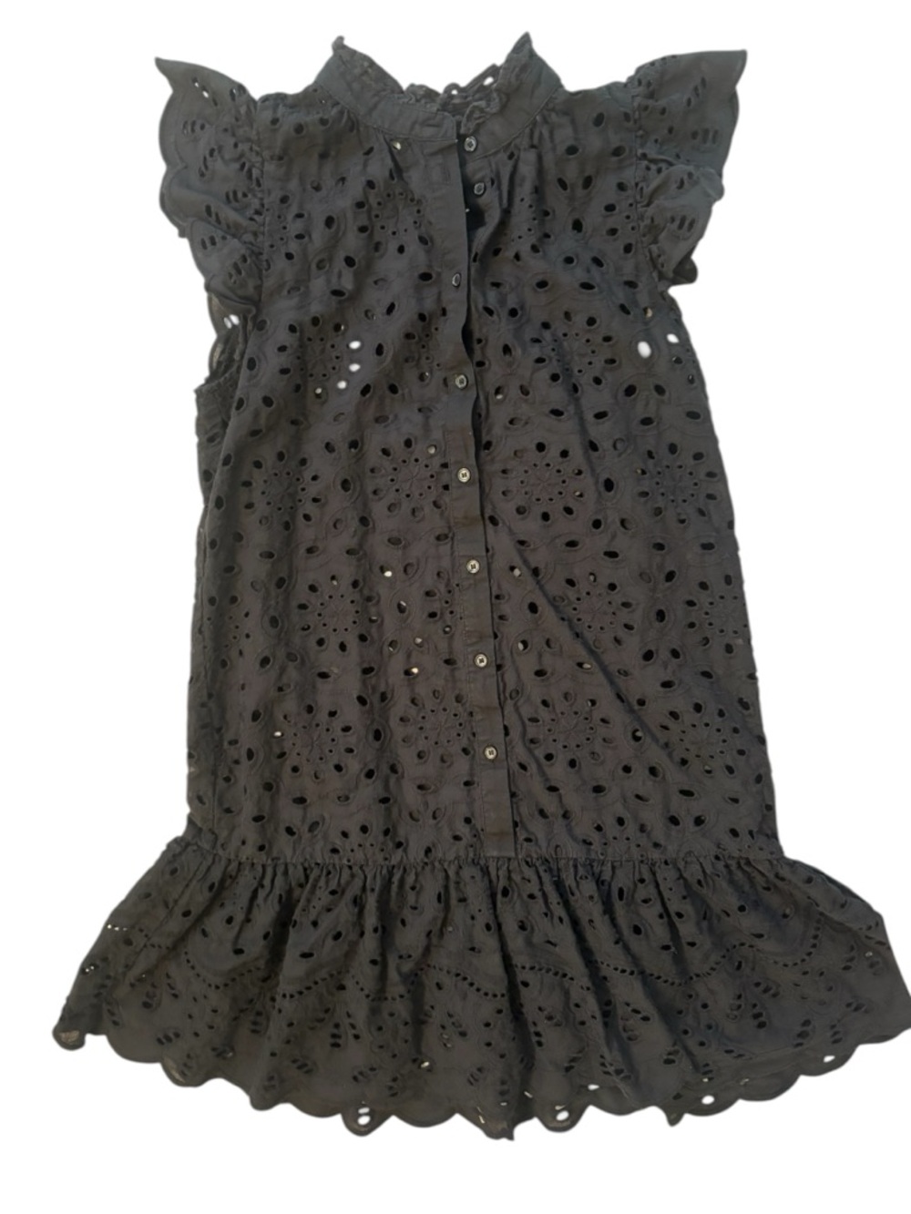 H&M Black Eyelet Ruffle-Sleeve Mini Dress - Picture 2 of 4